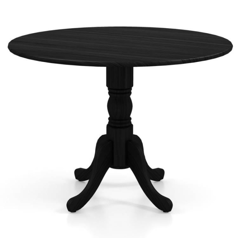 Black Solid Wood 40-Inch Round Kitchen Dining Table