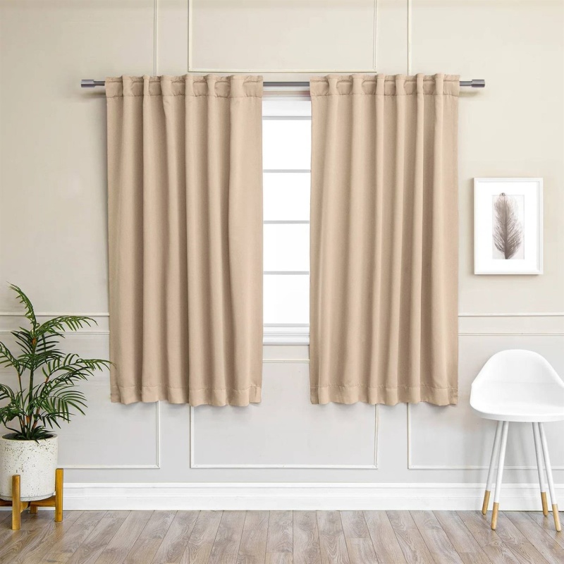 52 X 54 Inch Solid Beige Cream Thermal Blackout Curtain Panels - Set Of 2
