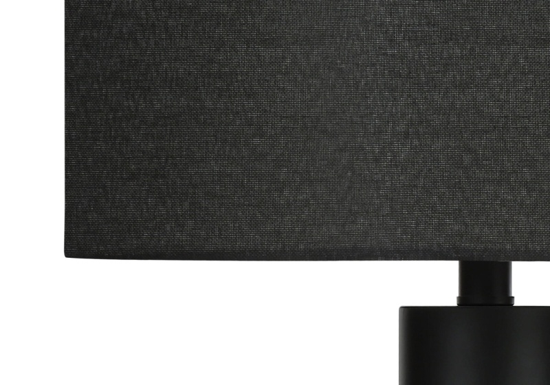 28" Black Metal And Acrylic Cylinder Table Lamp With Black Drum Shade