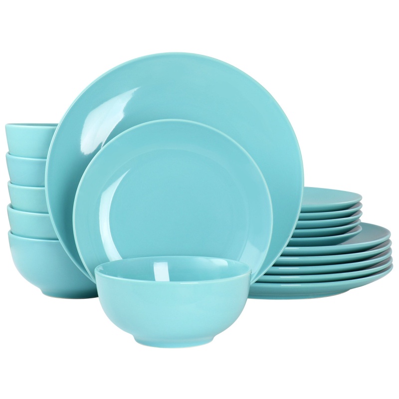 Elama Luna 18 Piece Porcelain Dinnerware Set In Blue
