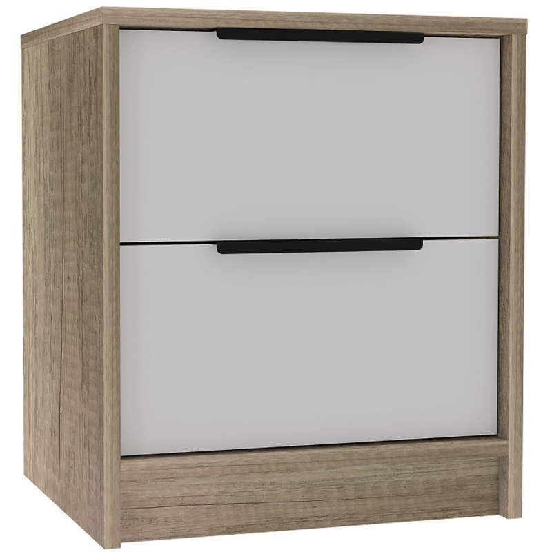 Mod Light Oak And White Two Drawer Nightstand