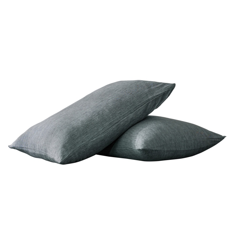 Set Of Two Slate Gray Linen Pillowcases