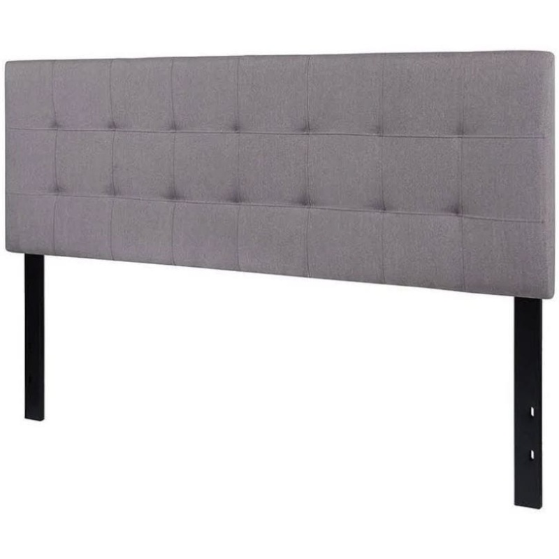 Queen Size Modern Light Grey Fabric Upholstered Panel Headboard