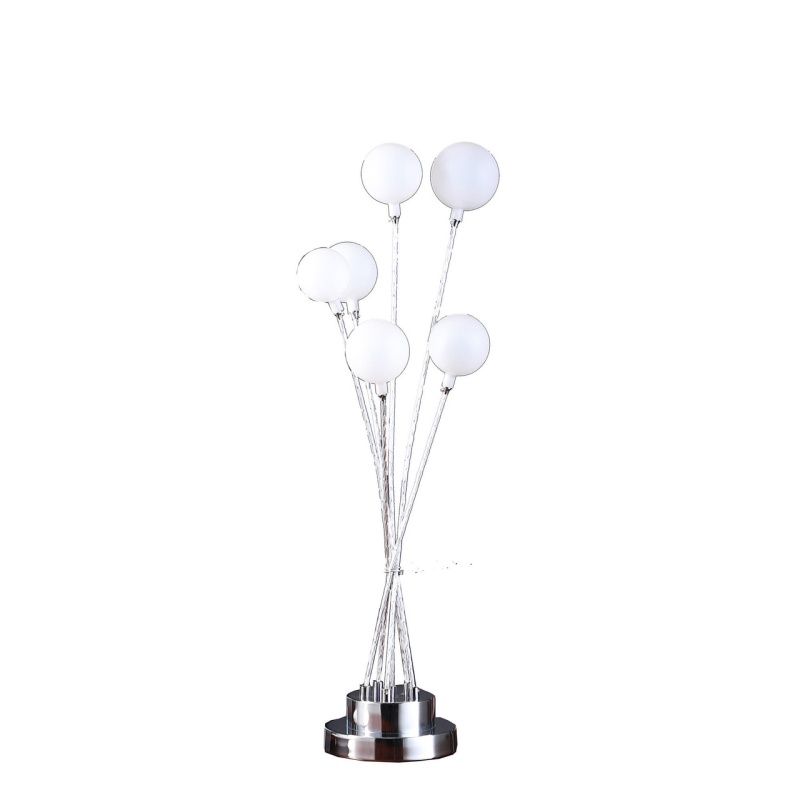 28" Silver Chrome Six Light Globe Desk Or Table Lamp