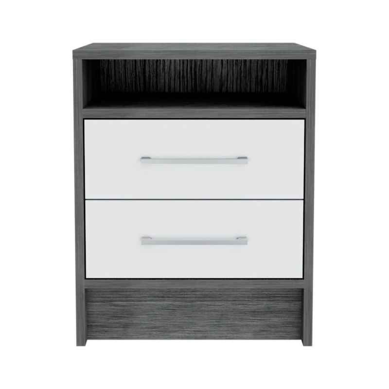 20" Gray Two Drawer Faux Wood Nightstand