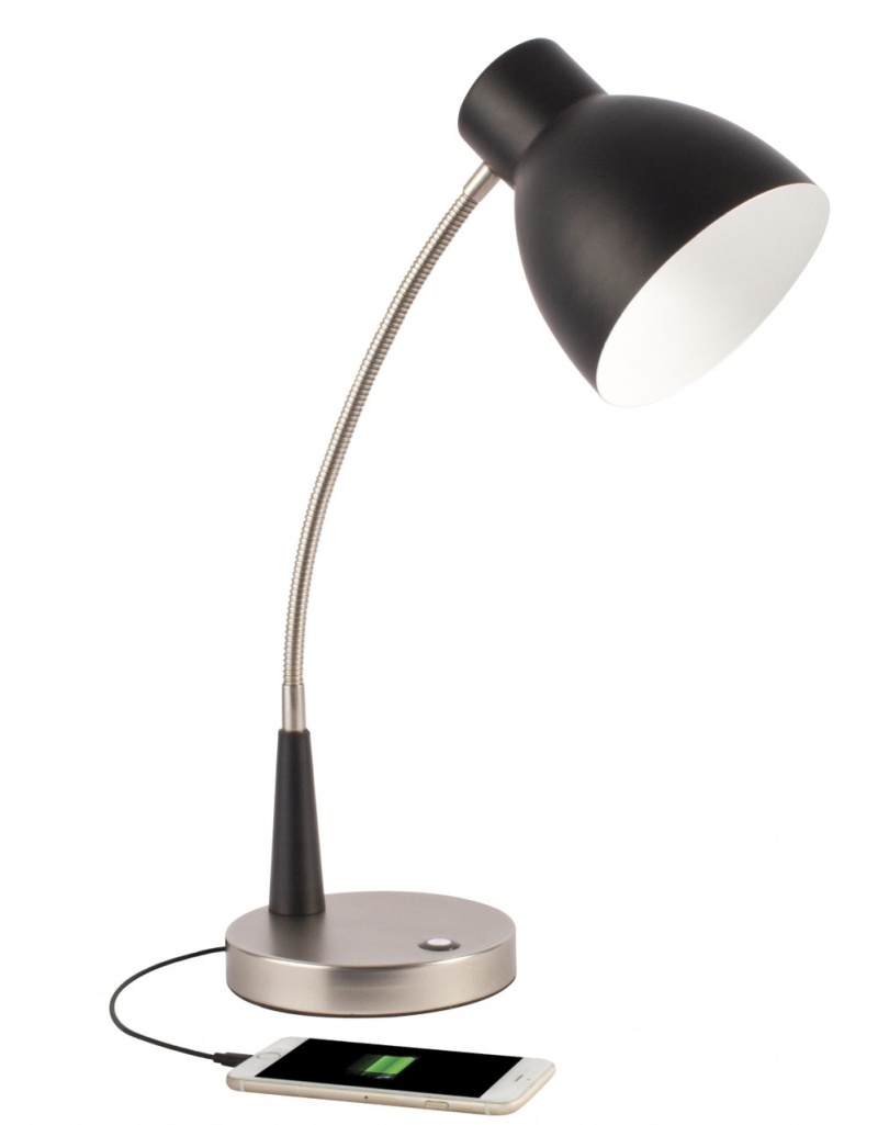 Black Matte And Silver Led Adjustable Desk Lamp