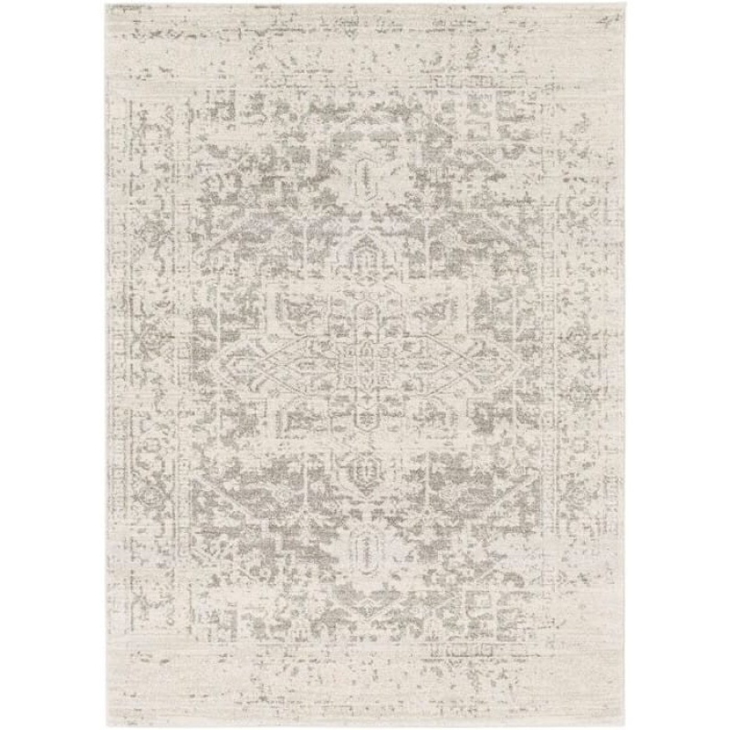 3' X 5' Distressed Oriental Area Rug In Light Grey / Beige
