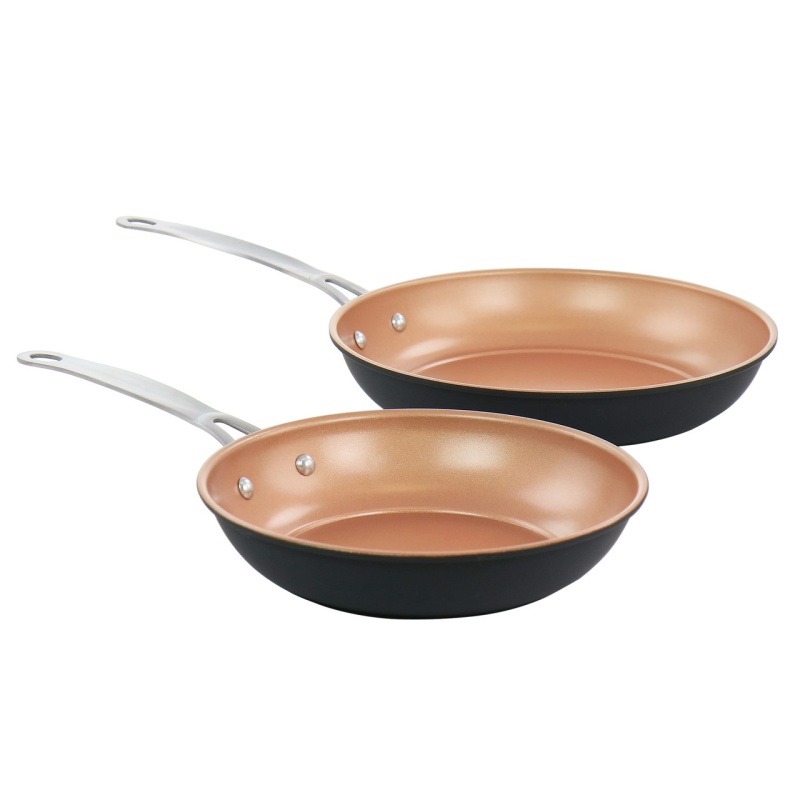 Gibson Home Chestnut 2 Piece Nonstick Carbon Steel Frying Pan Set In Copper