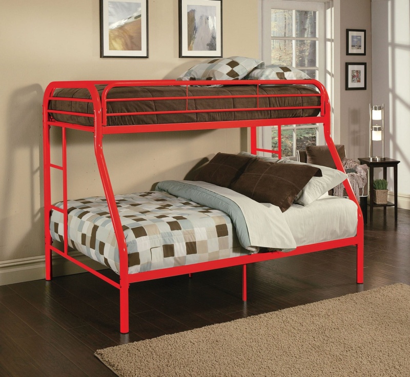 78" x 54" x 60" Twin Over Full Red Metal Tube Bunk Bed
