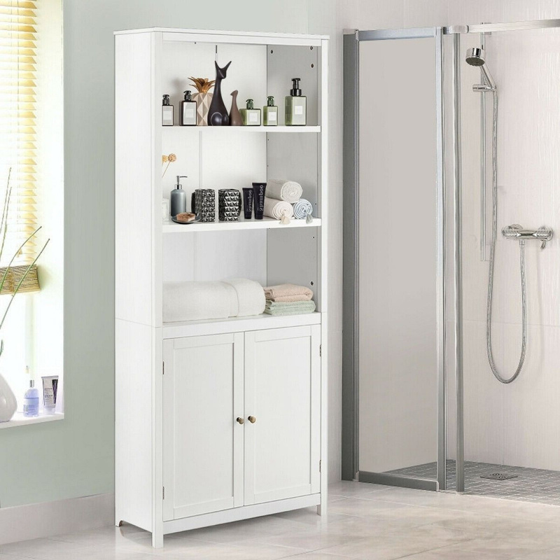 White bathroom towel cabinet