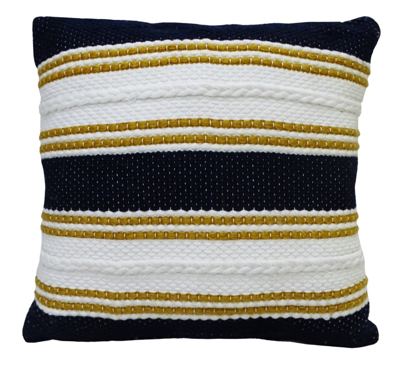 18" x 18" Black and Yellow Striped Indoor Outdoor Throw Pillow