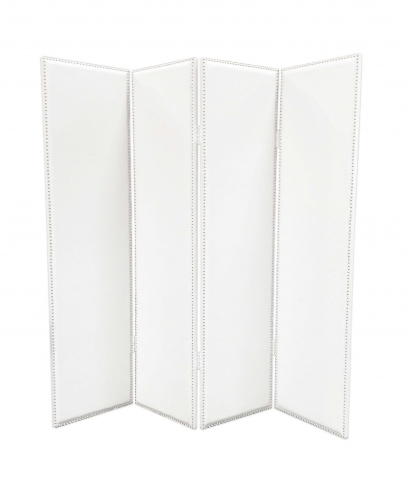 84 X 84 White Faux Leather Screen