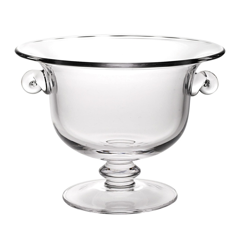 11" Clear Mouth Blown Crystal Round Pedestal Centerpiece Bowl