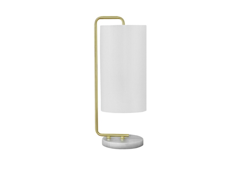20" Gold And White Marble Round Arched Table Lamp With Ivory Drum Shade