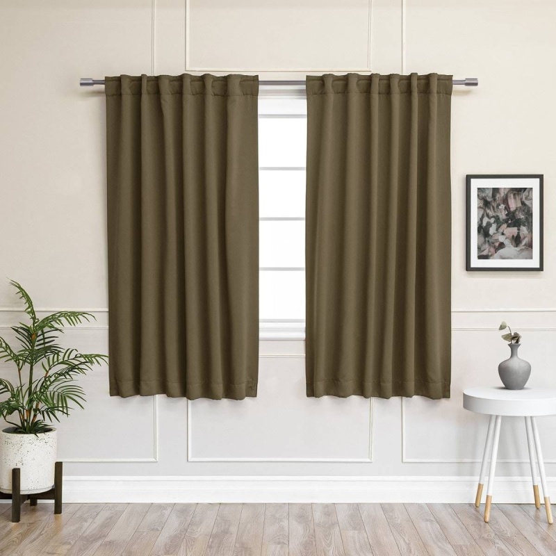 52 X 54 Inch Solid Olive Green Thermal Blackout Curtain Panels - Set Of 2