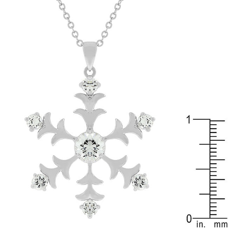 Rhodium Plated Snowflake Pendant