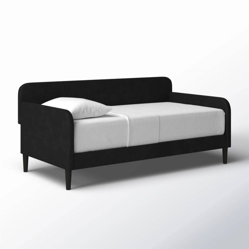 Twin Size Modern Black Velvet Upholstered Daybed