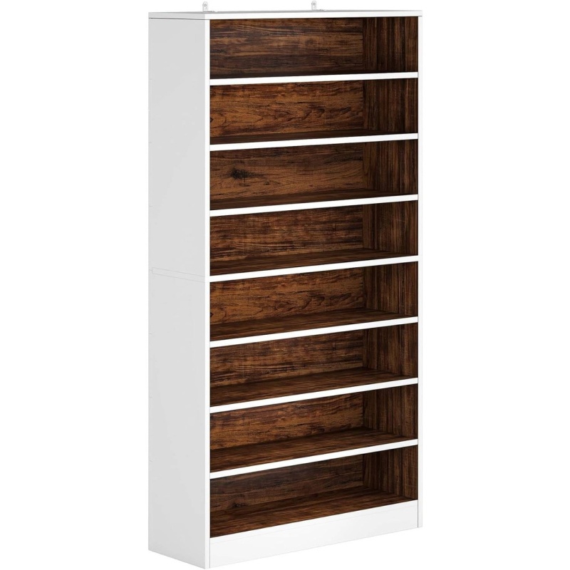9-Tier White/Brown Wood Shoe Storage Cabinet