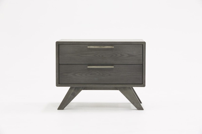 Modern Gray Wash Nightstand With Two Drawers