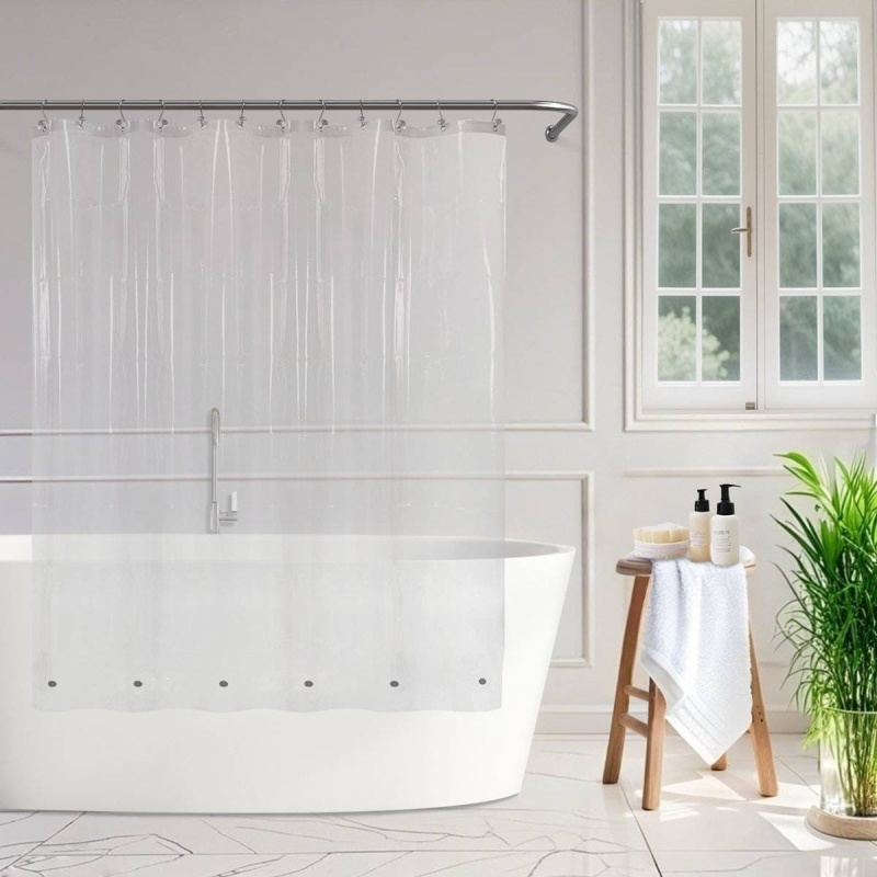 72"W X 72"H Clear Peva Waterproof Shower Curtain Liner Magnets Bottom Hem