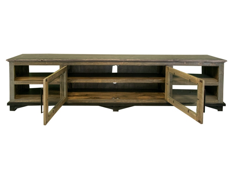 93-Inch Brown Solid Wood Distressed TV Stand