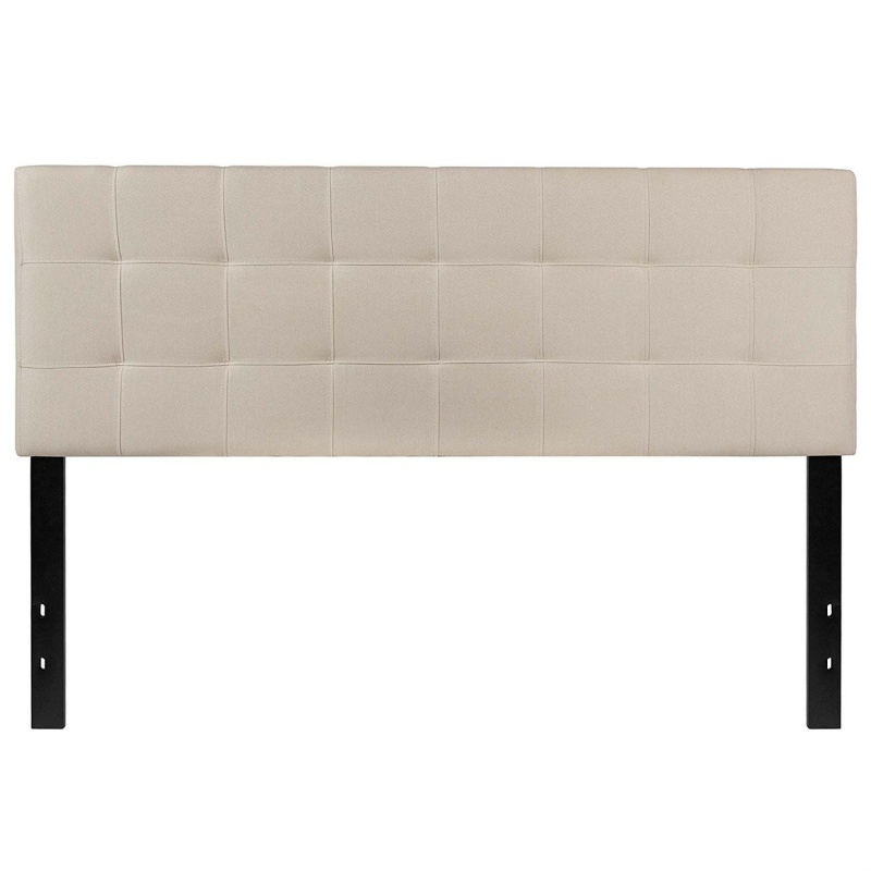 Queen Size Beige Taupe Fabric Upholstered Panel Headboard