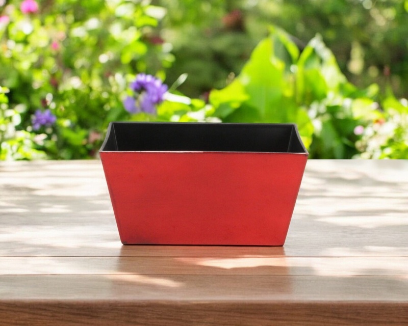 8" Red Recycled Plastic Indoor Outdoor Rectangular Planter Box