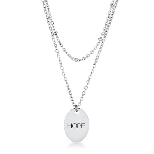 Stainless Steel Double Chain Hope Necklace