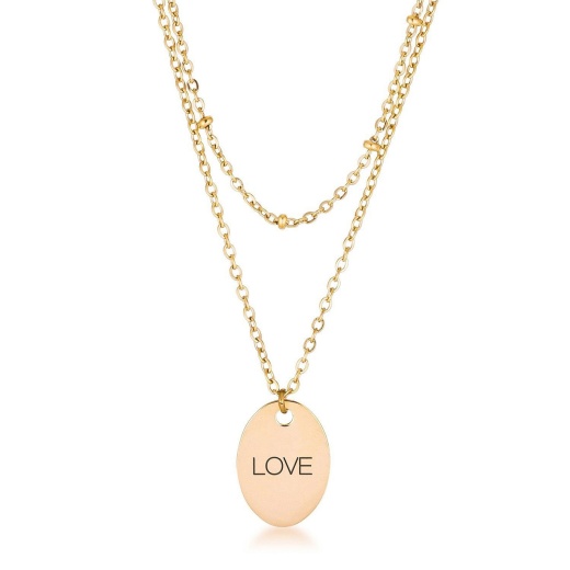 18K Gold Plated Double Chain Love Necklace