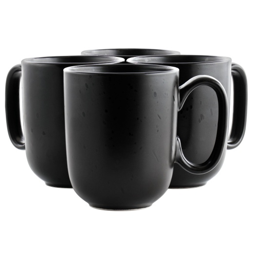 Our Table Landon 4 Piece 15 Ounce Round Stoneware Mug Set In Pepper