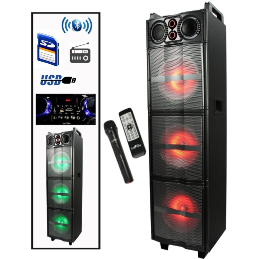 Befree Sound Triple 10 Inch Portable Bluetooth Subwoofer Speaker With Party Lights