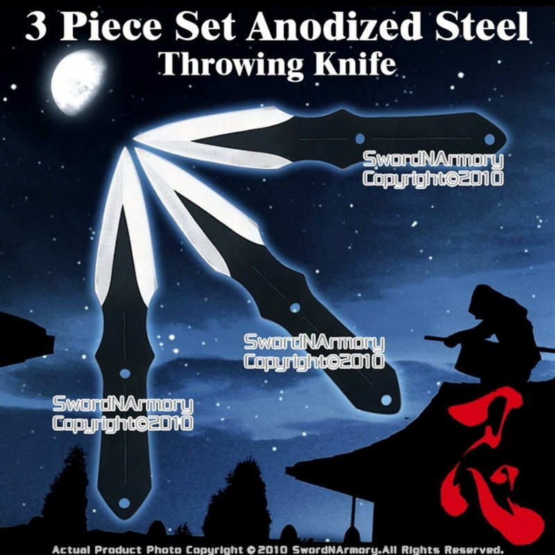6-Inch Set of 3 Anodized Steel Throwing Darts with Nylon Sheath
