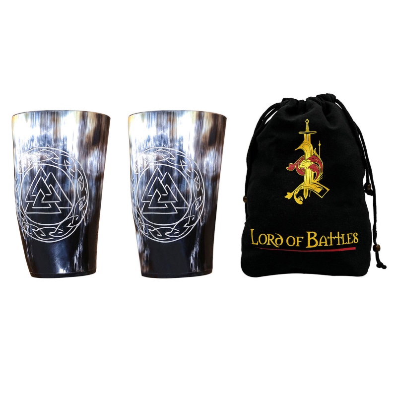 Viking Valknut Horn Tumbler Set Of Two Handmade From Genuine Ox Horn