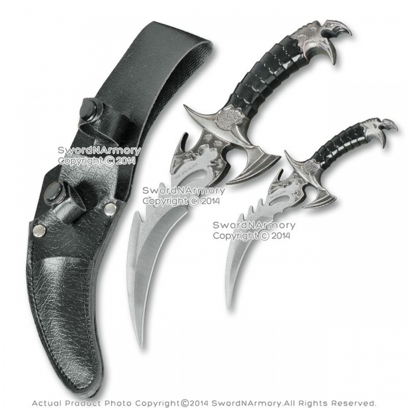Twin Fantasy Dragons Daggers Short Blade Sword With Carrying Sheath