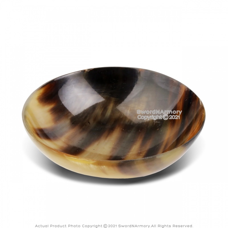 6" Genuine Cow Horn Bos Taurus Round Bowl Polished Viking Kitchen Dining Decorative