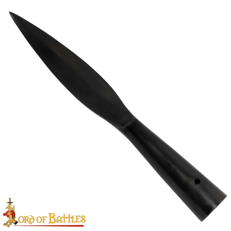Medieval Black Spear Head Hand Forged From Carbon Steel