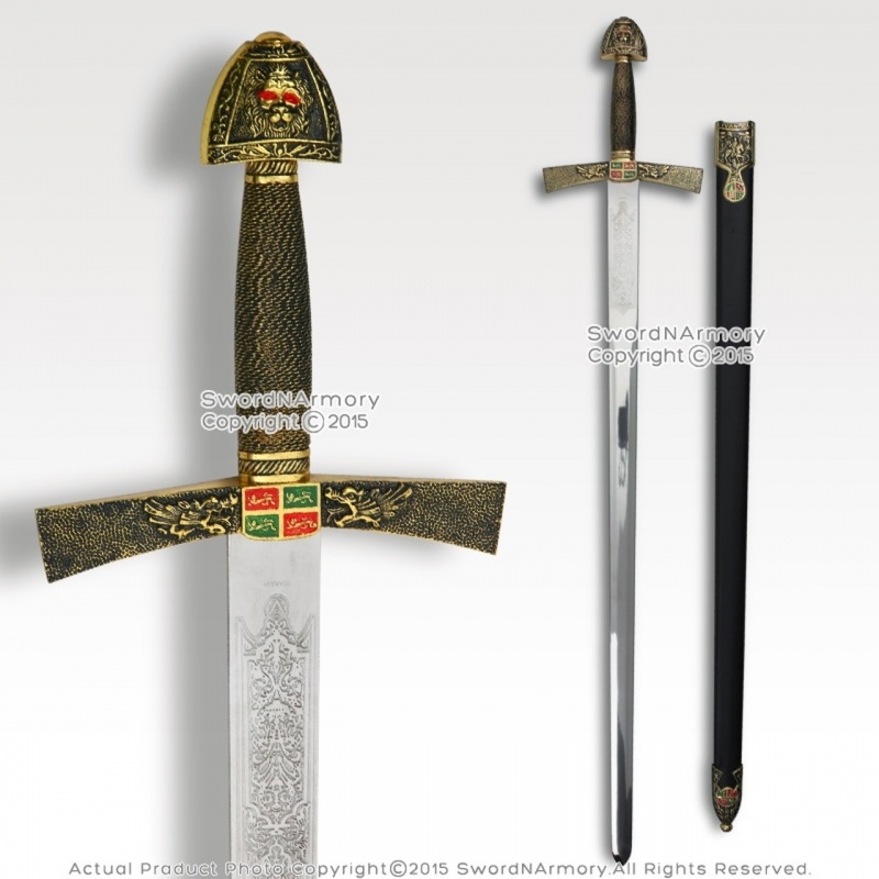 40" Ivanhoe Medieval Knight Crusader Arming Sword Stainless Steel Blade W/ Scab