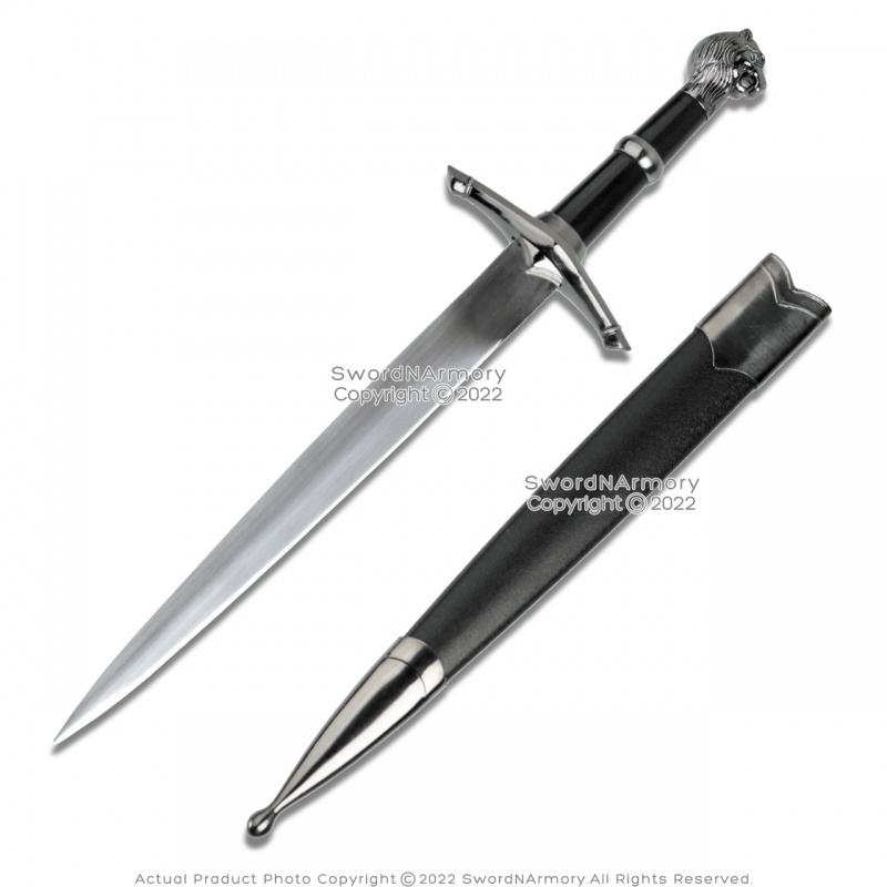 15.5" Lion Dagger Knight Medieval Renaissance 440 Stainless Steel With Scabbard