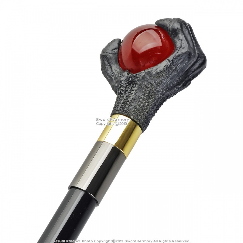 36.5 " Fantasy Black Hawk Talon Claw With Red Crystal Ball Handle