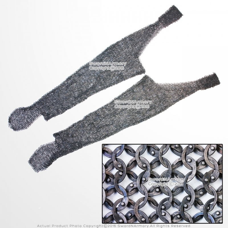 17G Titanium Chainmail Leggings M/L Flat Riveted Ring Functional Medieval Armor