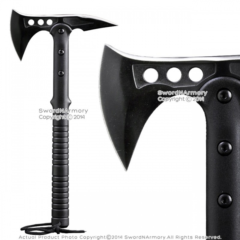 15" Functional Black Camping Survival Hatchet Tactical Axe W/ Spike