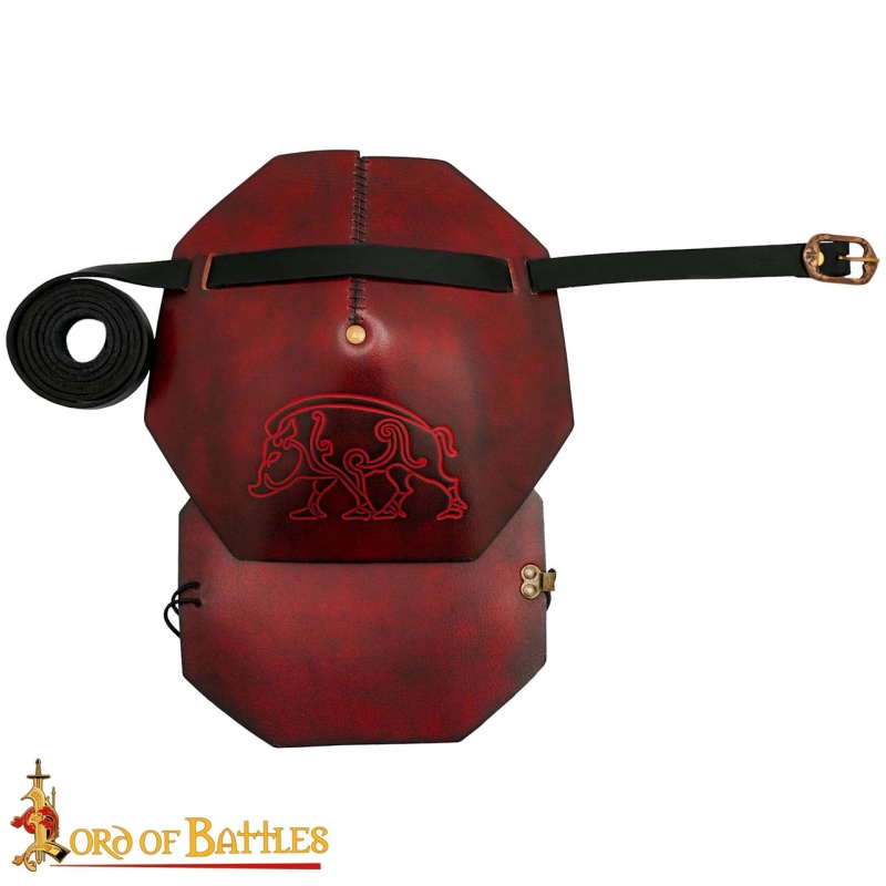 Leather Pauldrons With Mercia Kingdom Embossing Design