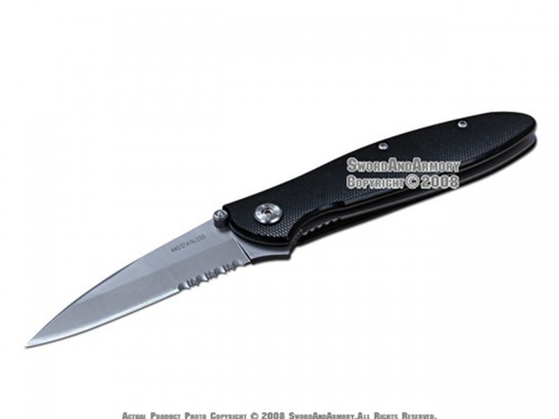 Spring Assist Open Folder Pocket Knife Serrated Blade