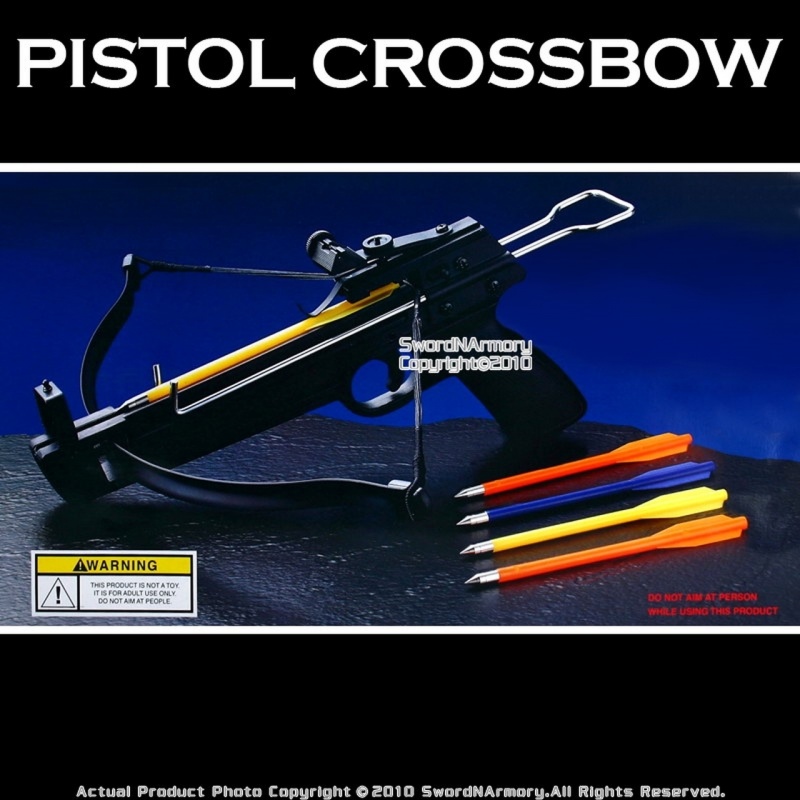 50 Lbs Taiwan Made Pistol Crossbow W/ 5 Plastics Arrows And 36 Metal Bolts
