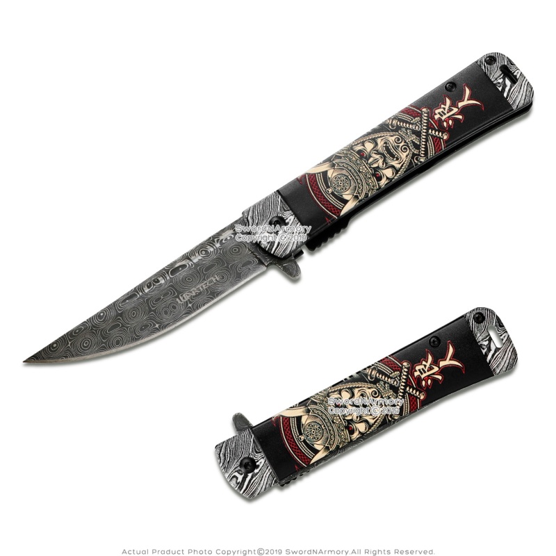 8â?Spring Assisted Folding Knife Pocket Stainless Steel Handle Etched Blade