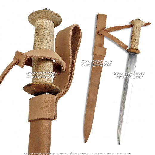 17.5" Medieval Dagger Steel Wood Renaissance Faire Cosplay Larp With Scabbard