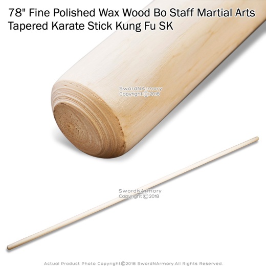 Natural/Polished White Wax Wood Bo Staff Martial Arts Taper Karate Stick Kung Fu