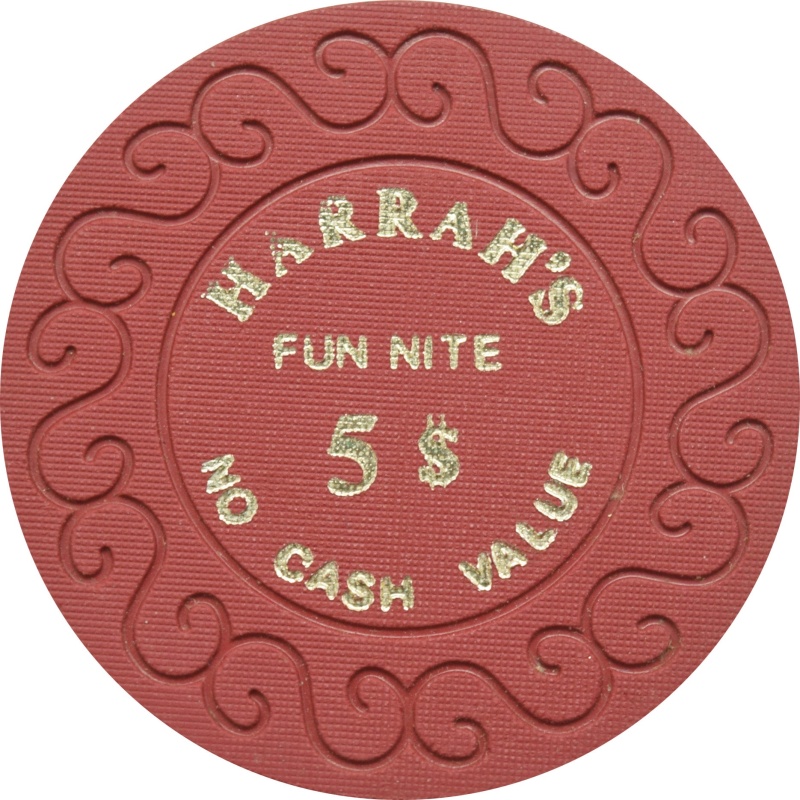 Harrah's Marina Casino Atlantic City New Jersey $5 Fun Nite Ncv Scroll Chip