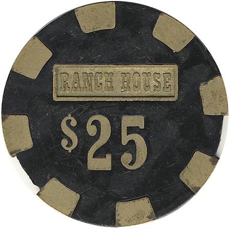 Ranch House Casino Wells Nevada $25 Damaged Chip 1980