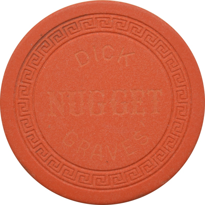 Dick Graves' Nugget Casino Sparks Nevada Orange Roulette Chip 1950s